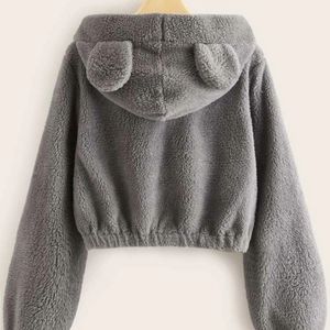 Fuzzy teddy ear hoodie